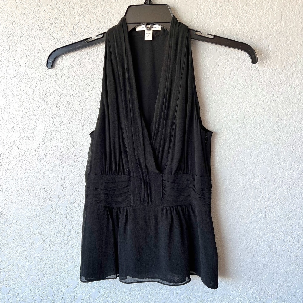 *FIRM PRICE* Banana Republic size 2P black ruched halter like top - Picture 1 of 11